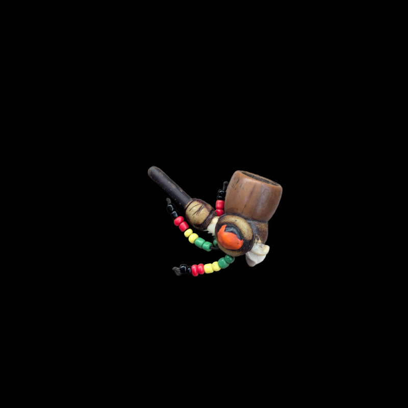 A tube made of wood and beads